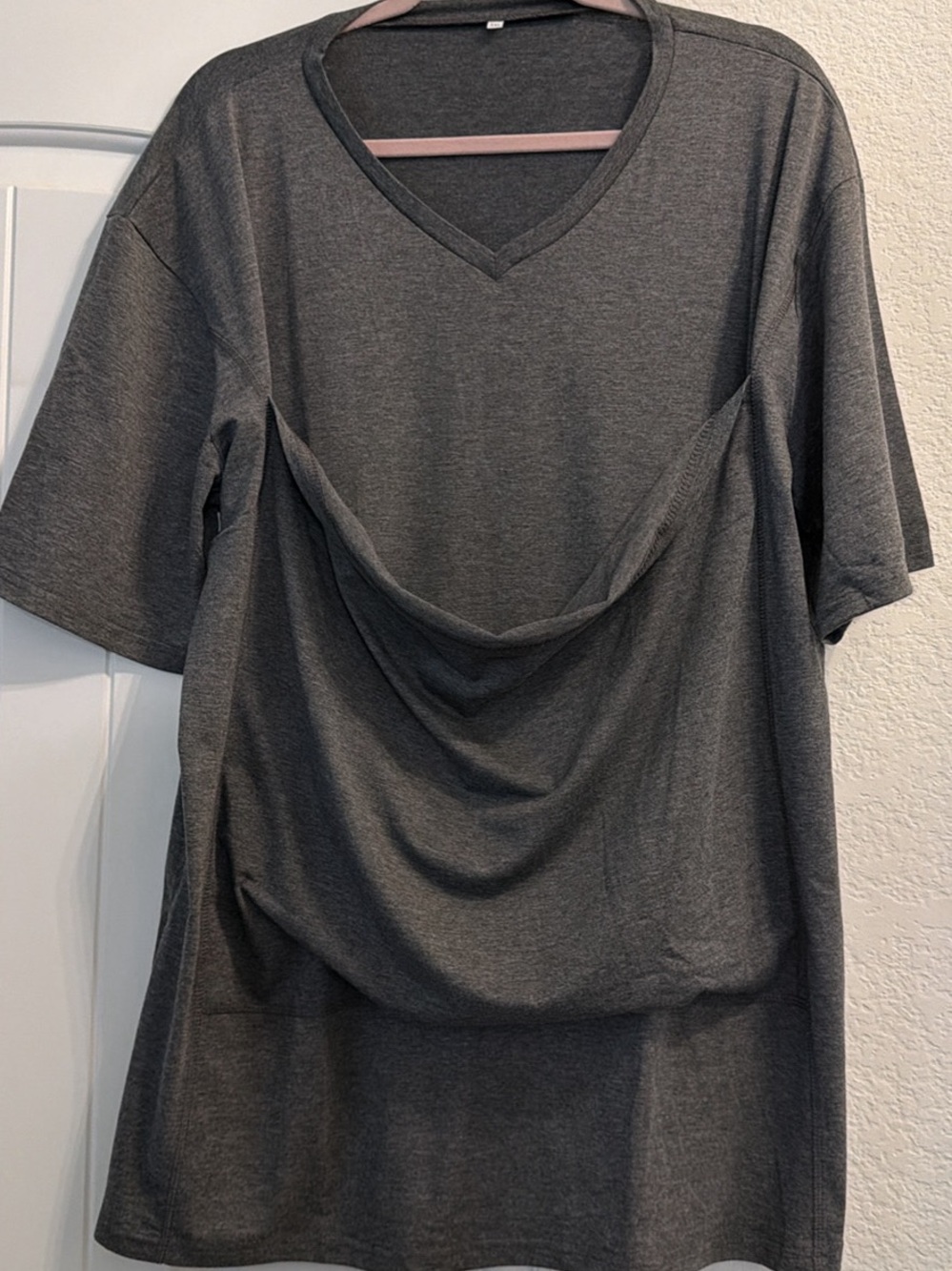 Kangaroo Pouch Grey Babywearing Dads V-Neck T-Shirt, Sz 3XL